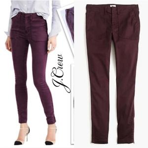 J.Crew Pants Womens 27 Petite Berry Wine Skinny Cargo Ankle Zipper Stretch